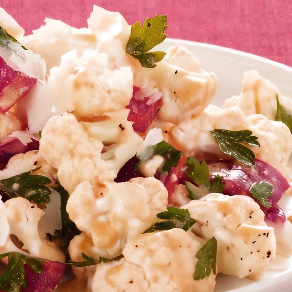 Blumenkohlsalat mit Paprika und Oliven