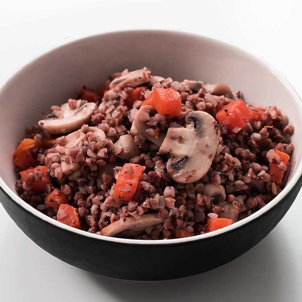 Buchweizen mit Champignons und gebackenem Kürbis