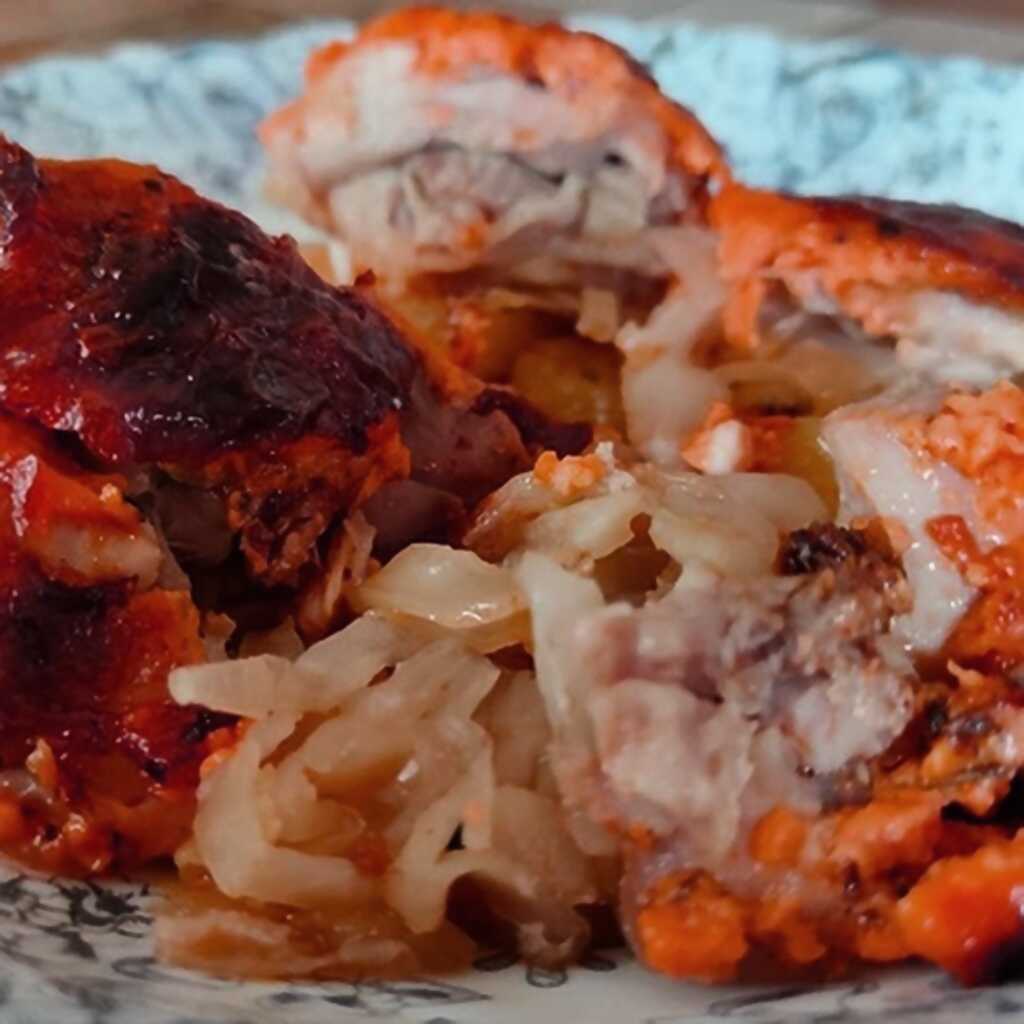 Buchweizenbrei-Auflauf mit Schweinefleisch