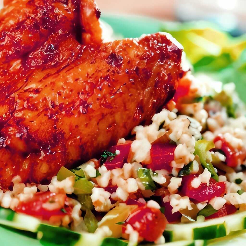Bulgur mit gedünstetem Huhn und Gemüse
