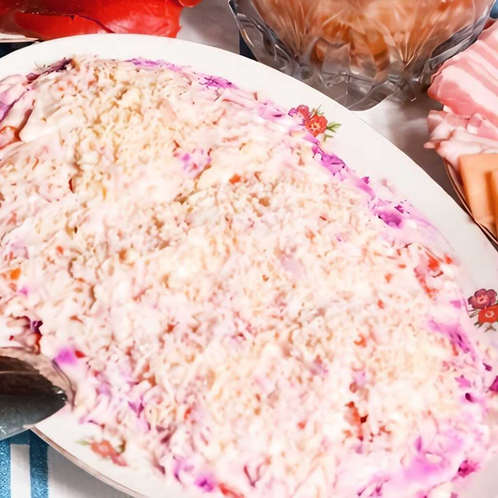 Einfacher Hering unter einem Pelzmantel
