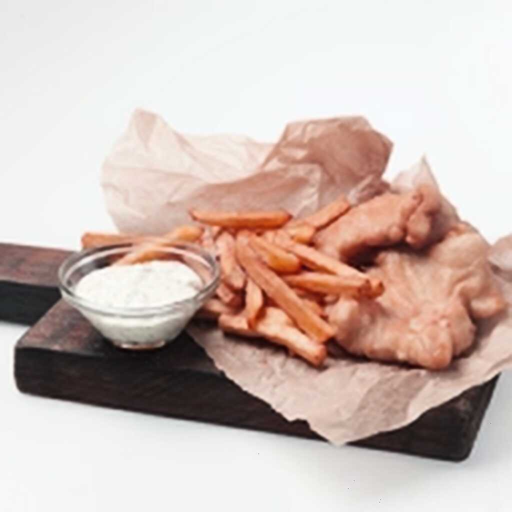 Fisch und Chips im Bierteig