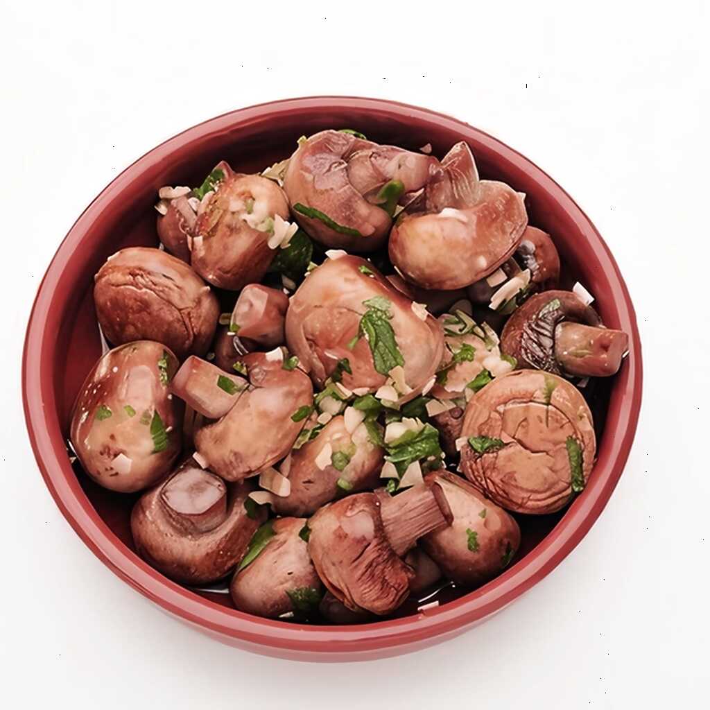 Gebratene Champignons mit Knoblauch, Petersilie und Zitronensaft
