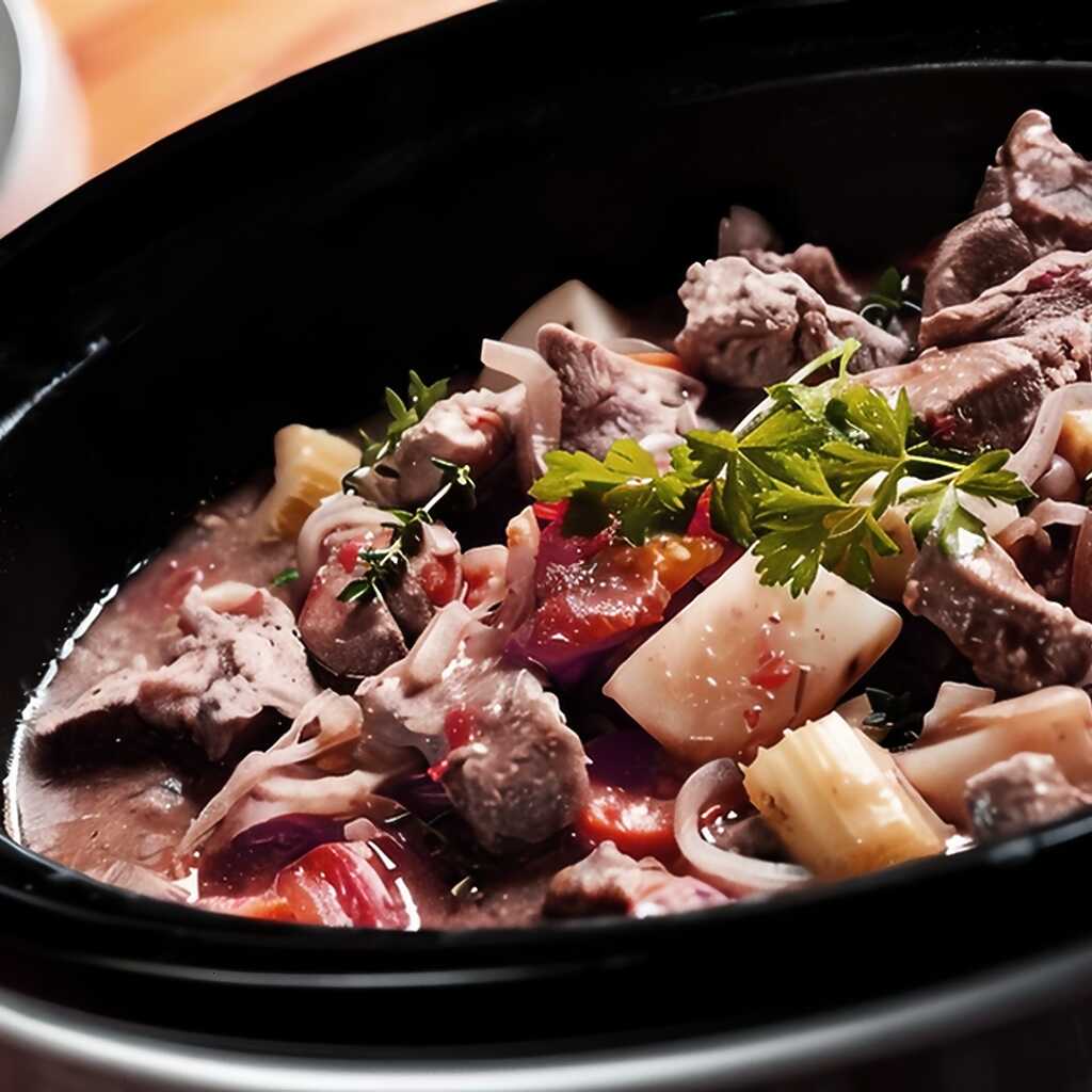 Gebratene Hühnerherzen mit Gemüse und Bier