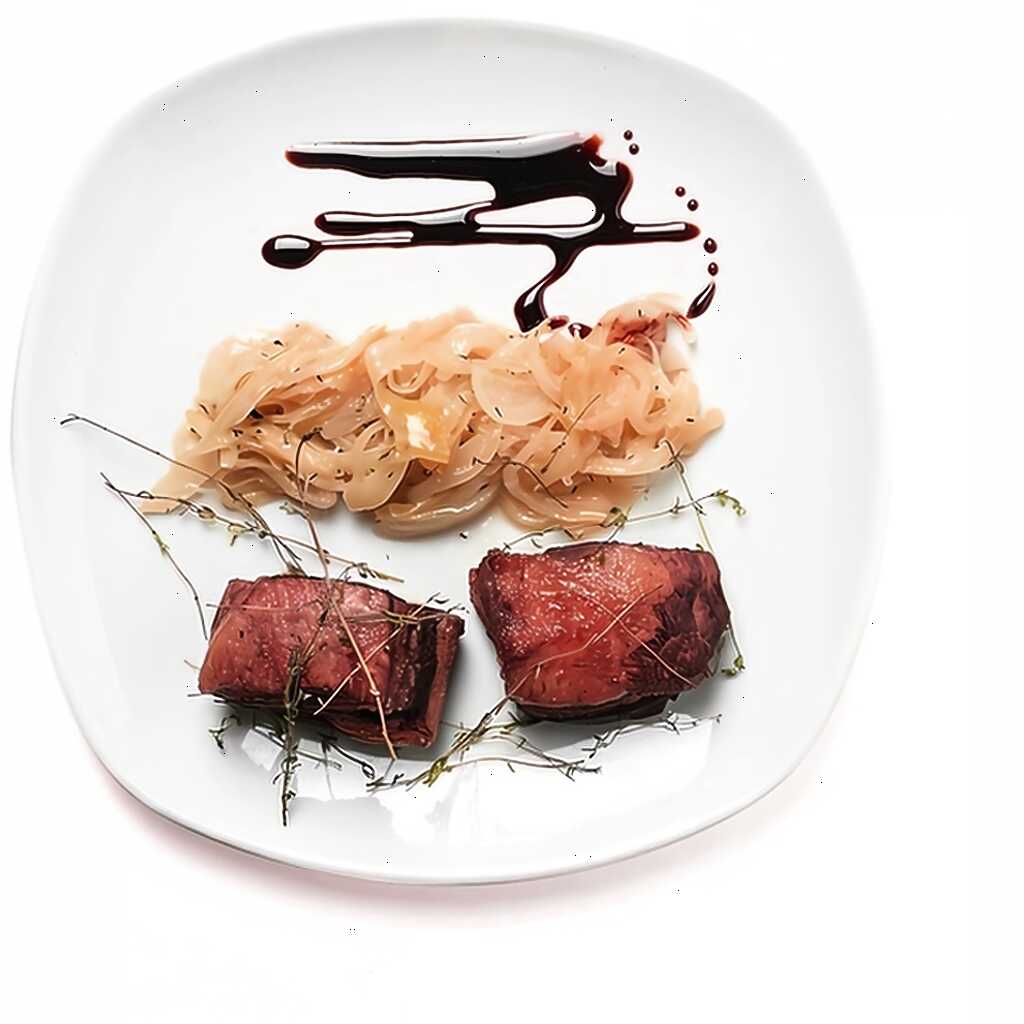 Geräucherte Schweinerippchen mit Essigzwiebeln