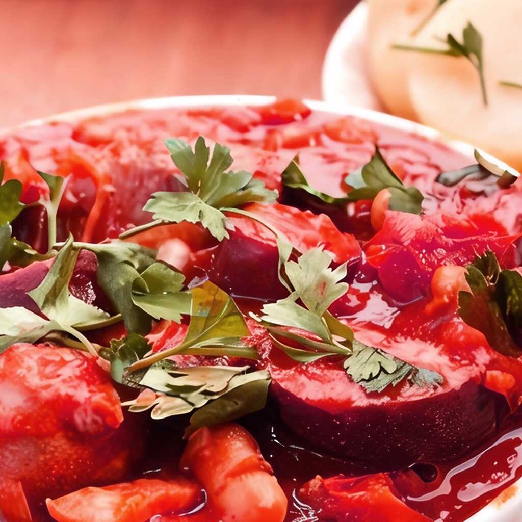 Gulasch mit geräucherten Würsten, Bohnen und Paprikaschoten