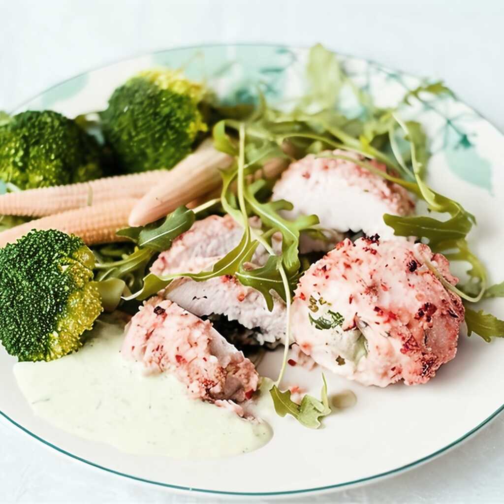 Hähnchenröllchen mit Senfsauce