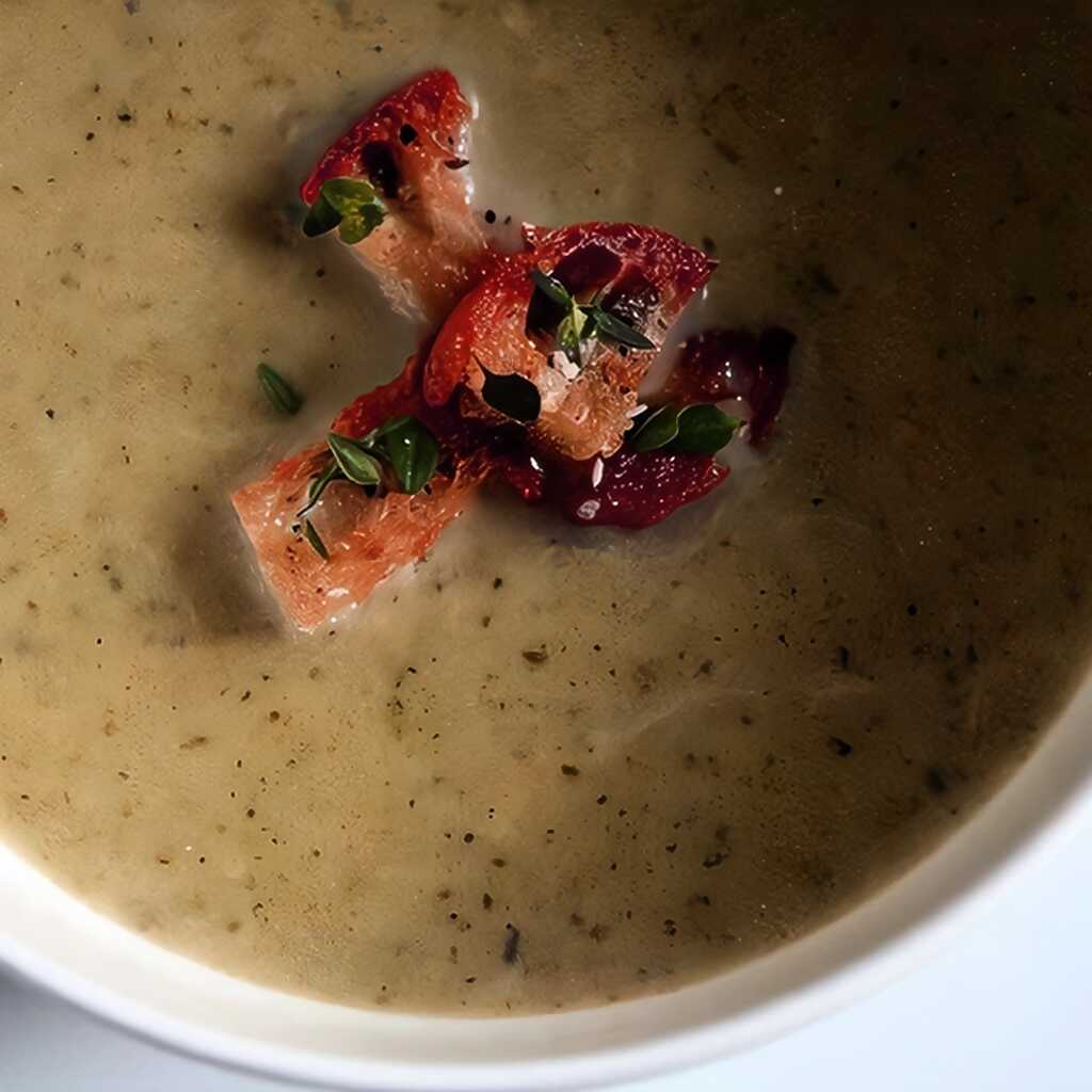 Hühnerpüree-Suppe mit Brokkoli