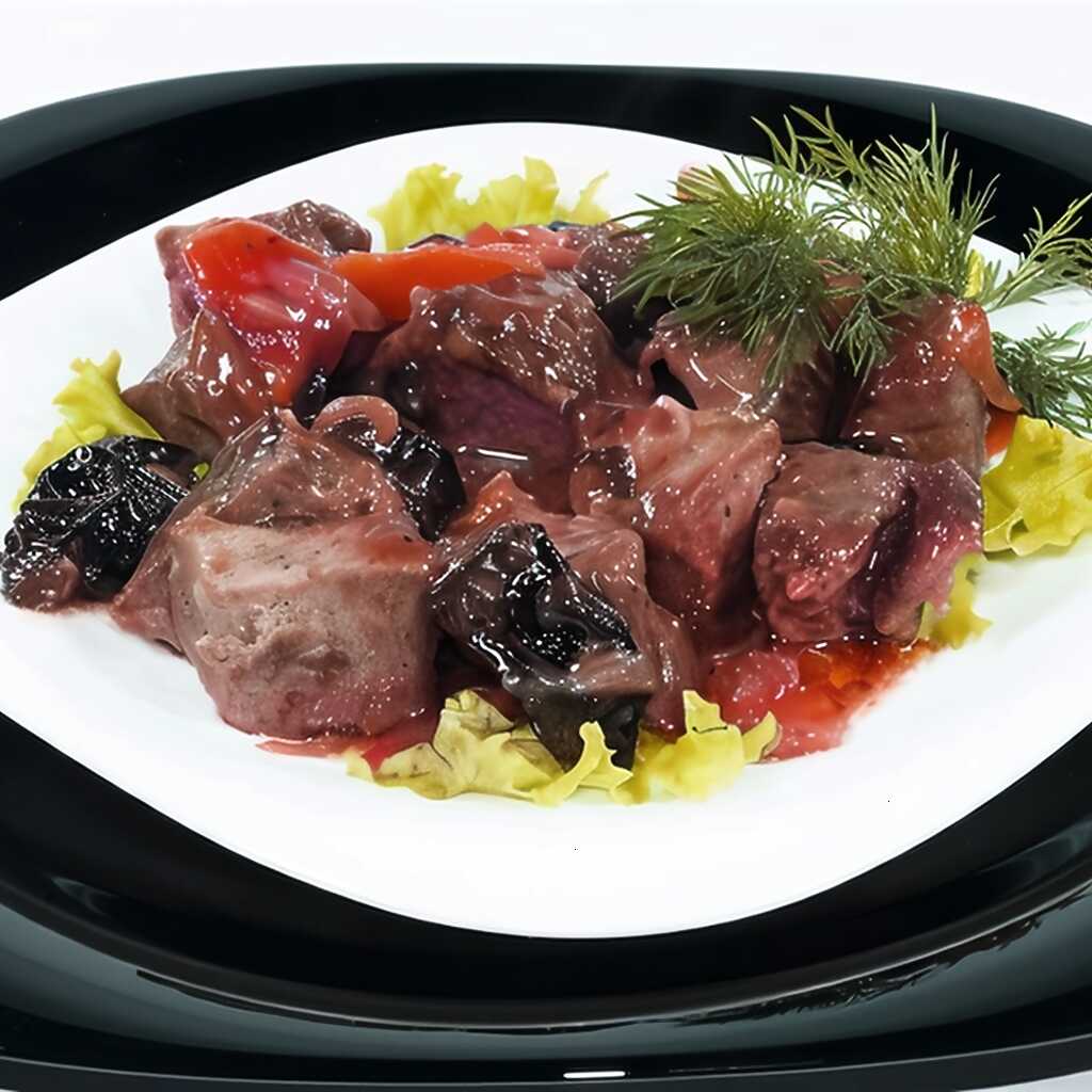 Kaninchen geschmort in saurer Sahne mit Pflaumen