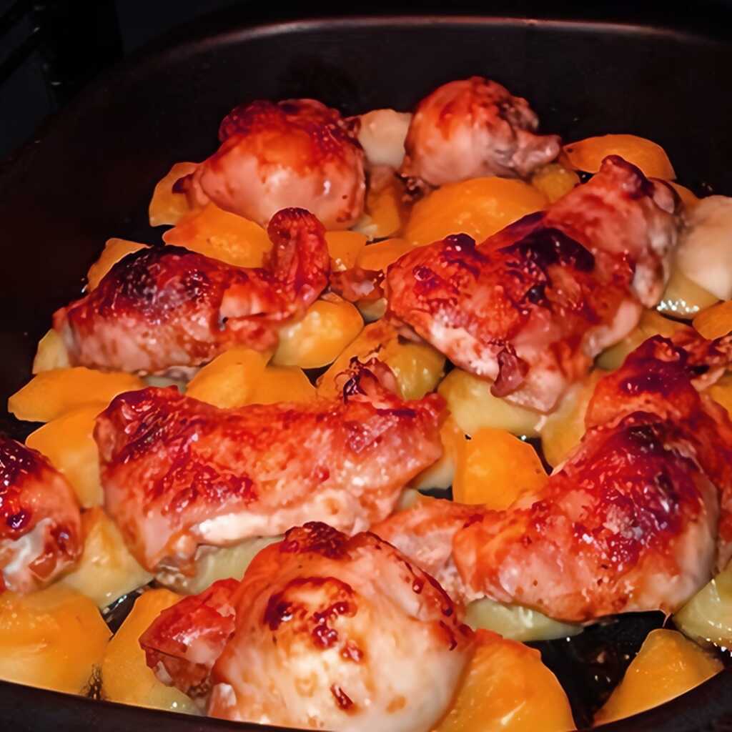 Kartoffeln mit Huhn im Ofen