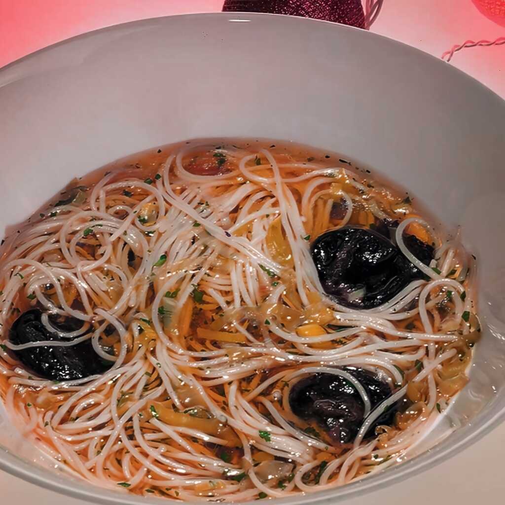 Kater-Suppe mit Nudeln und Lauch