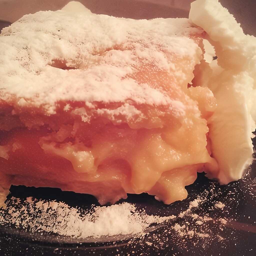 Kuchen mit Pfirsichen und Plombière