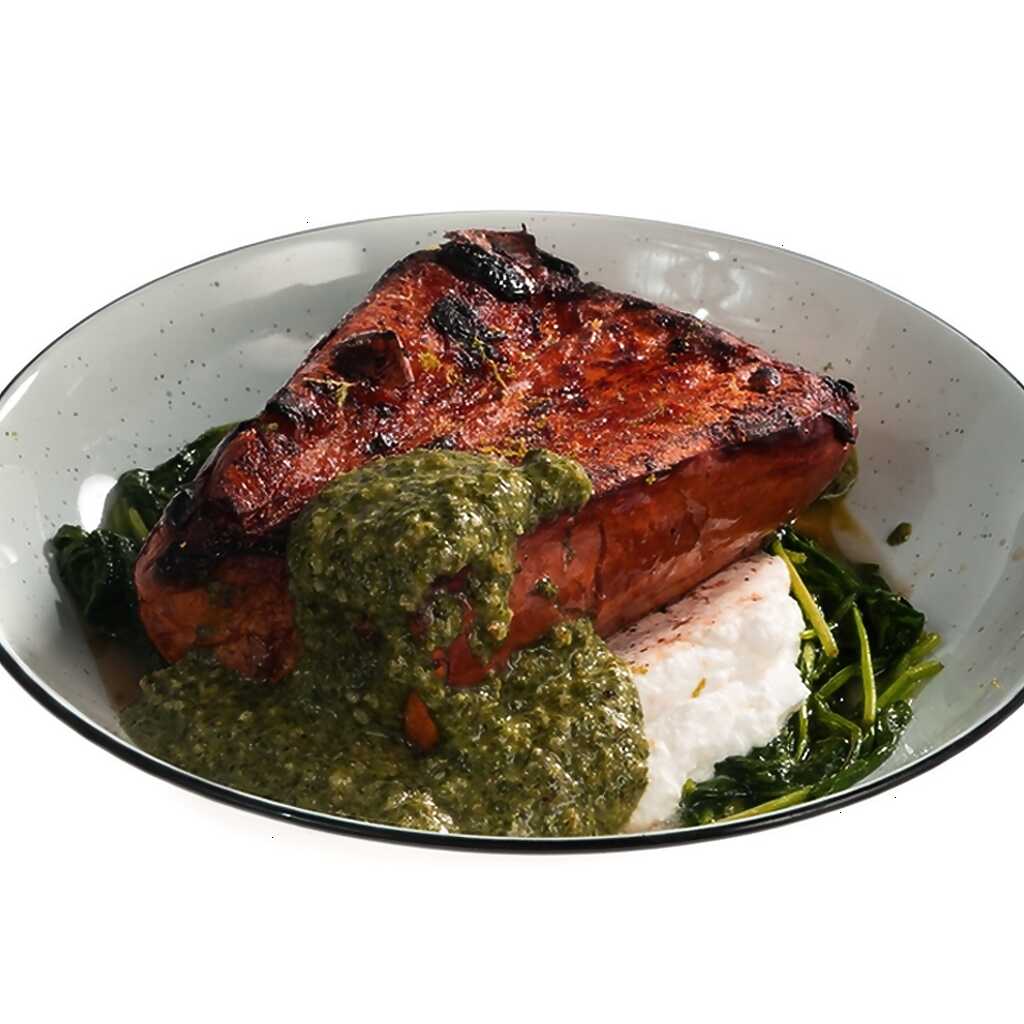 Kürbissteak mit Spinat und Weichkäse
