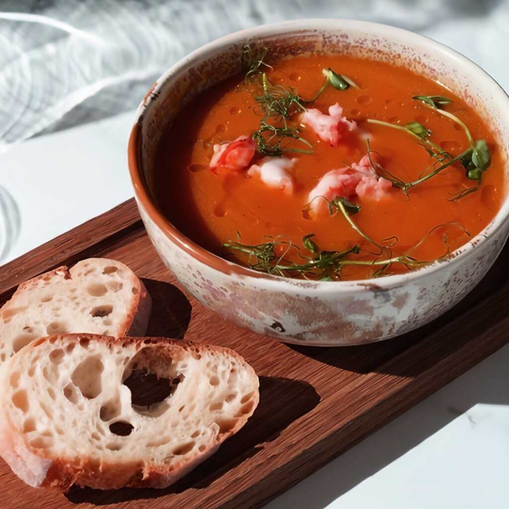 Kürbissuppe mit Krabben