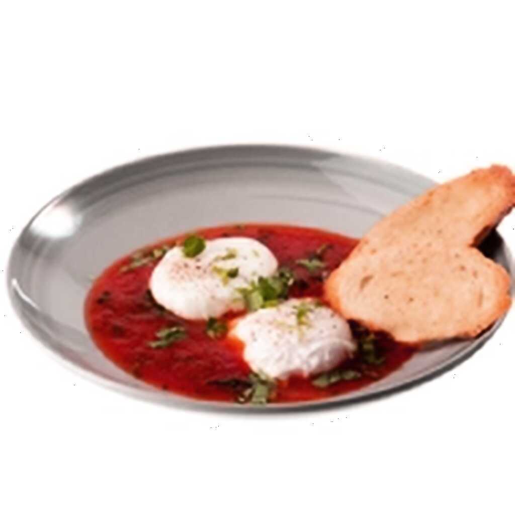 Pochierte Eier mit Tomatensauce und Koriander