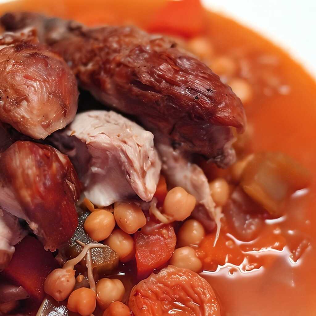 Putenfleisch gedünstet mit Aprikosen und Kichererbsen