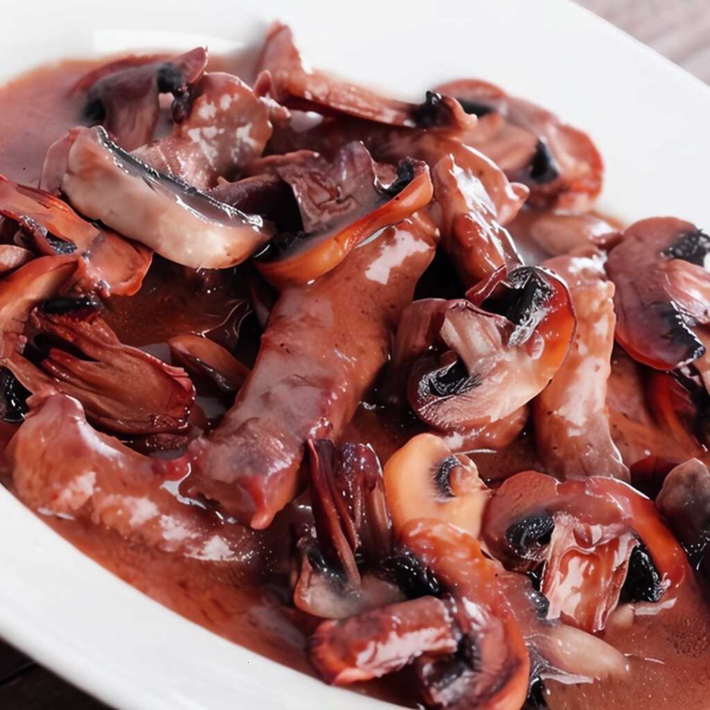 Rindergulasch mit Rotwein und Pilzen