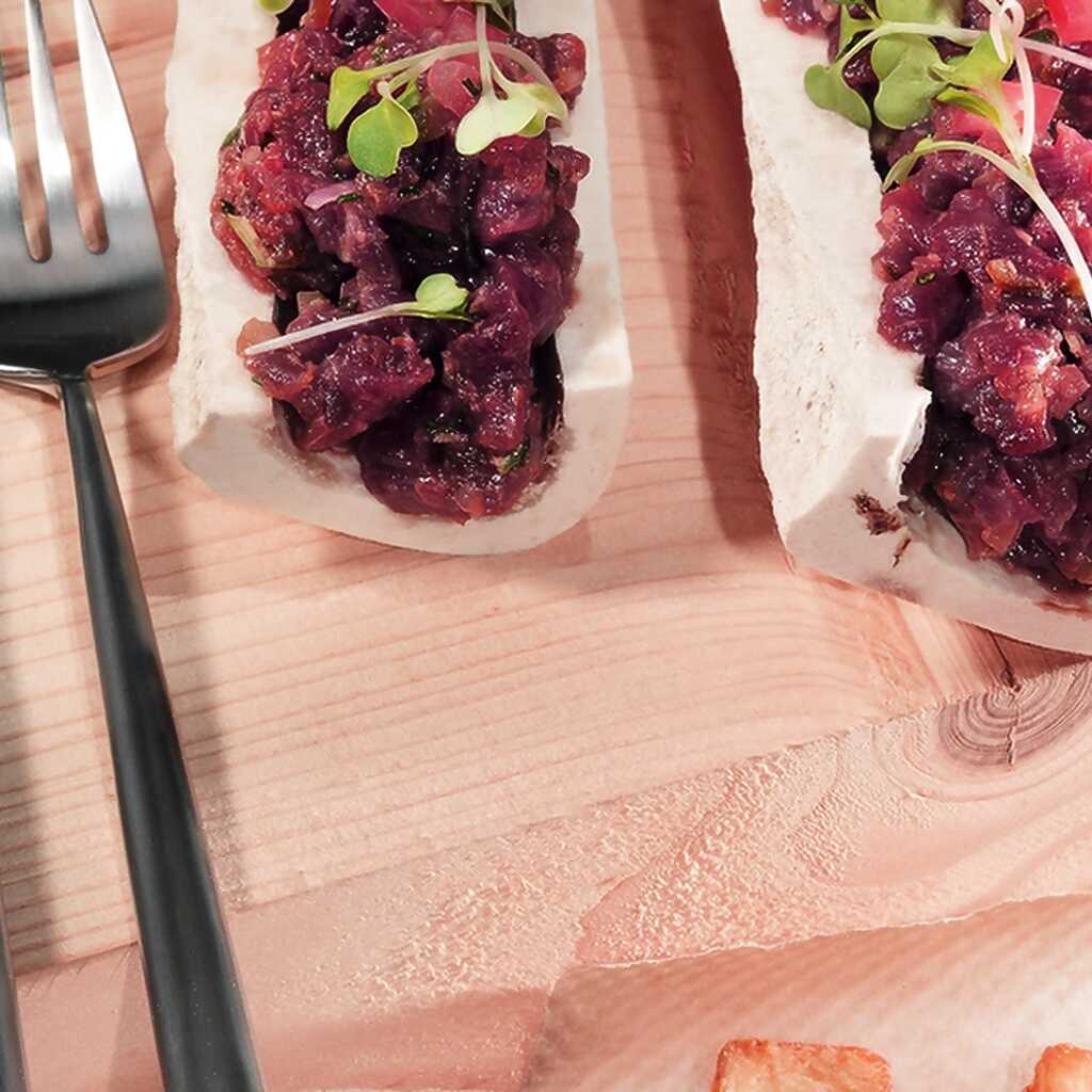 Rindertartar mit dreifachen Kartoffeln
