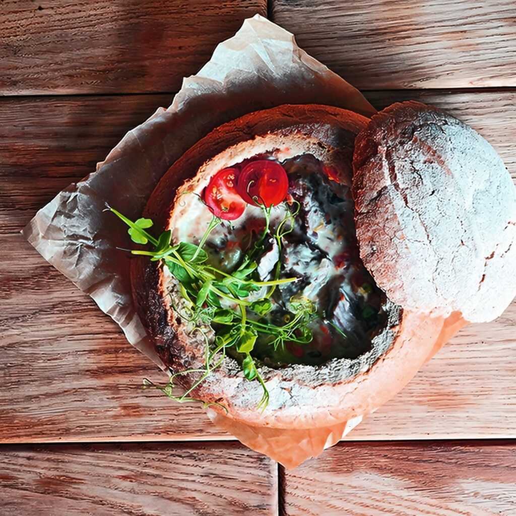 Rindfleisch in Brot geschmort