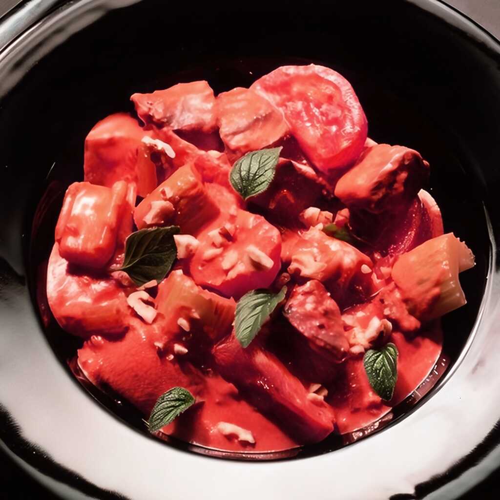 Schweinefleischeintopf mit Sellerie, Karotten, Madera und Gewürzen