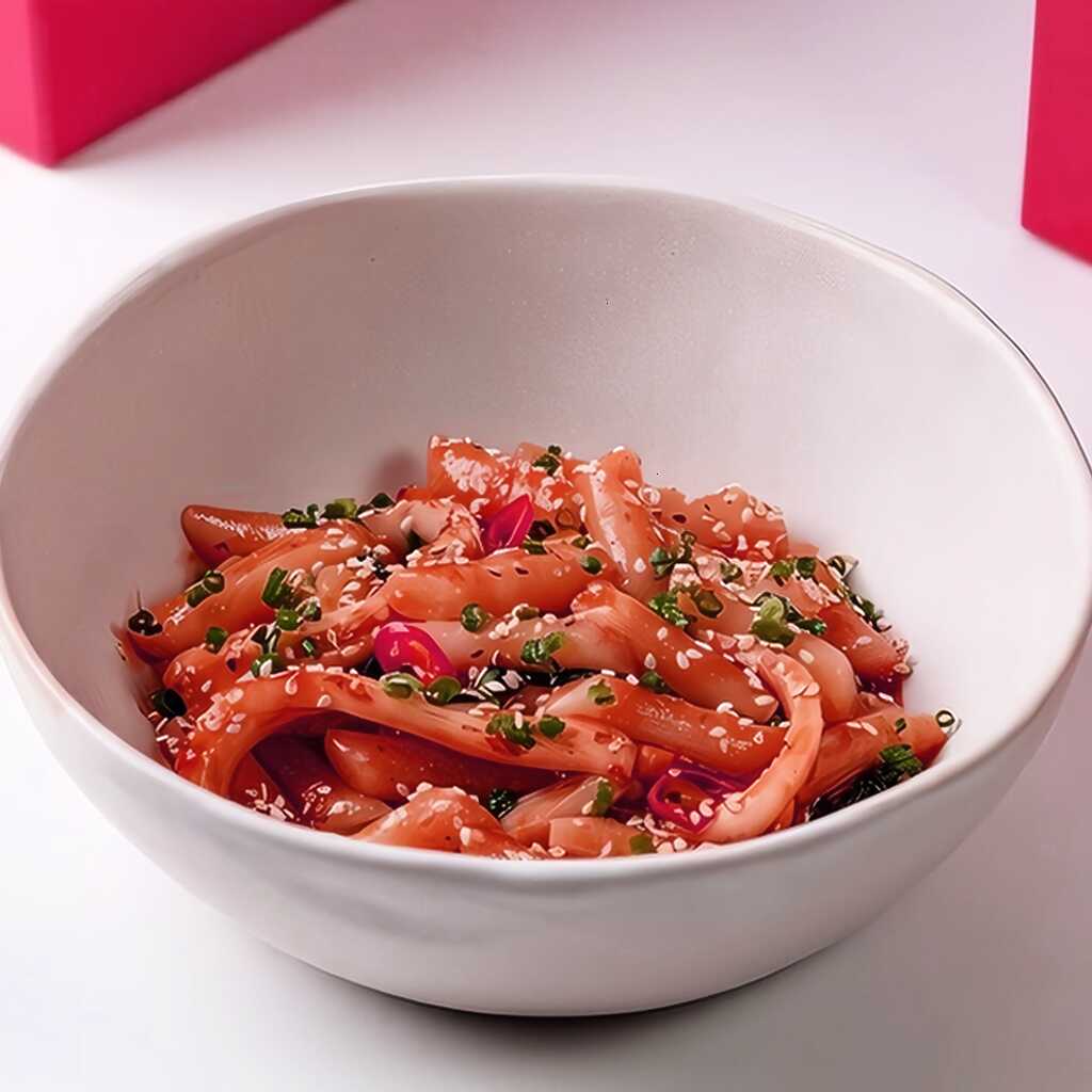 Tohpokki mit Tintenfisch im Wok